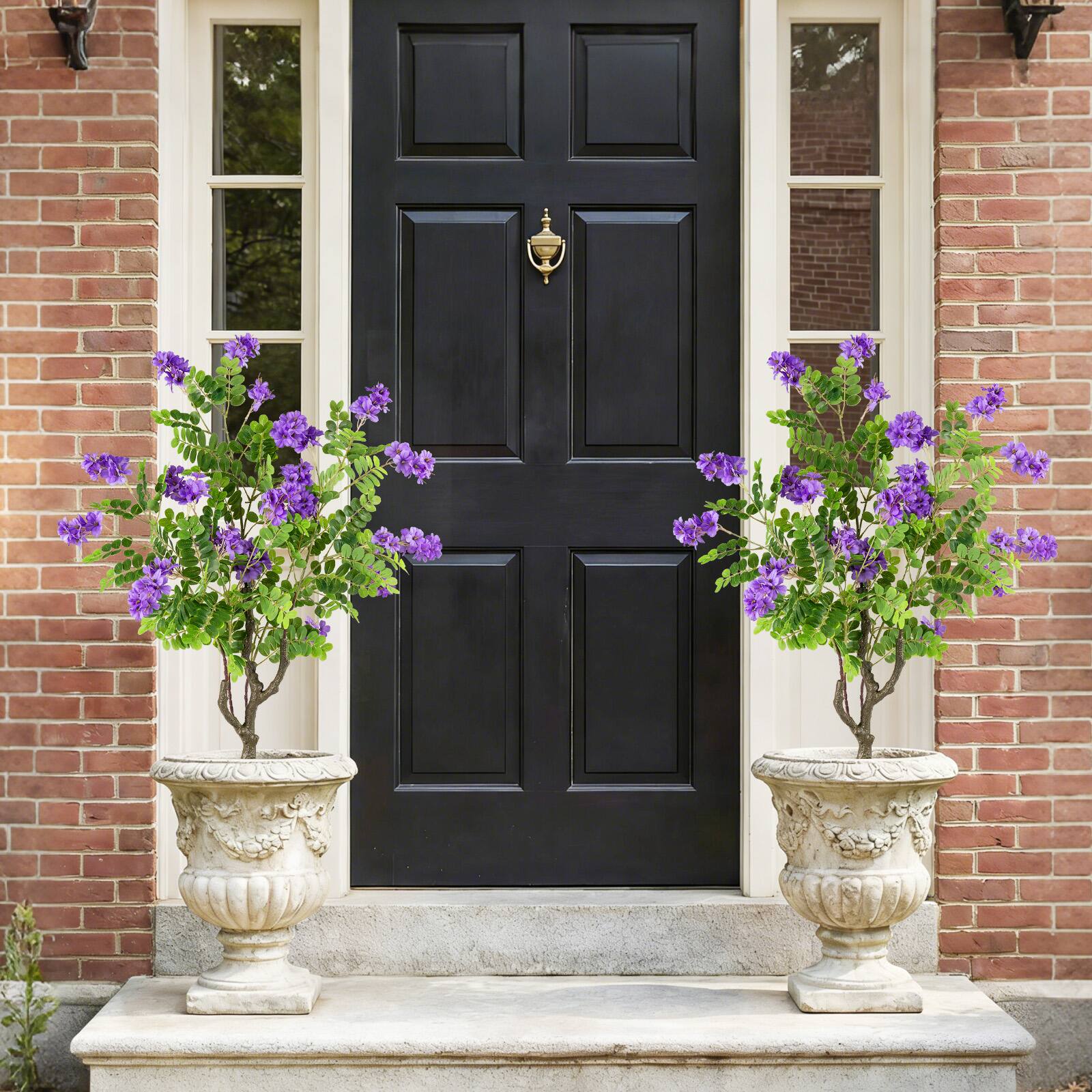 Alt View 1. Gymax - Gymax 2 Pack Artificial Locust Flower Trees w/Ground Spikes Sophora Japonica Blossoms White & Purple - Purple.