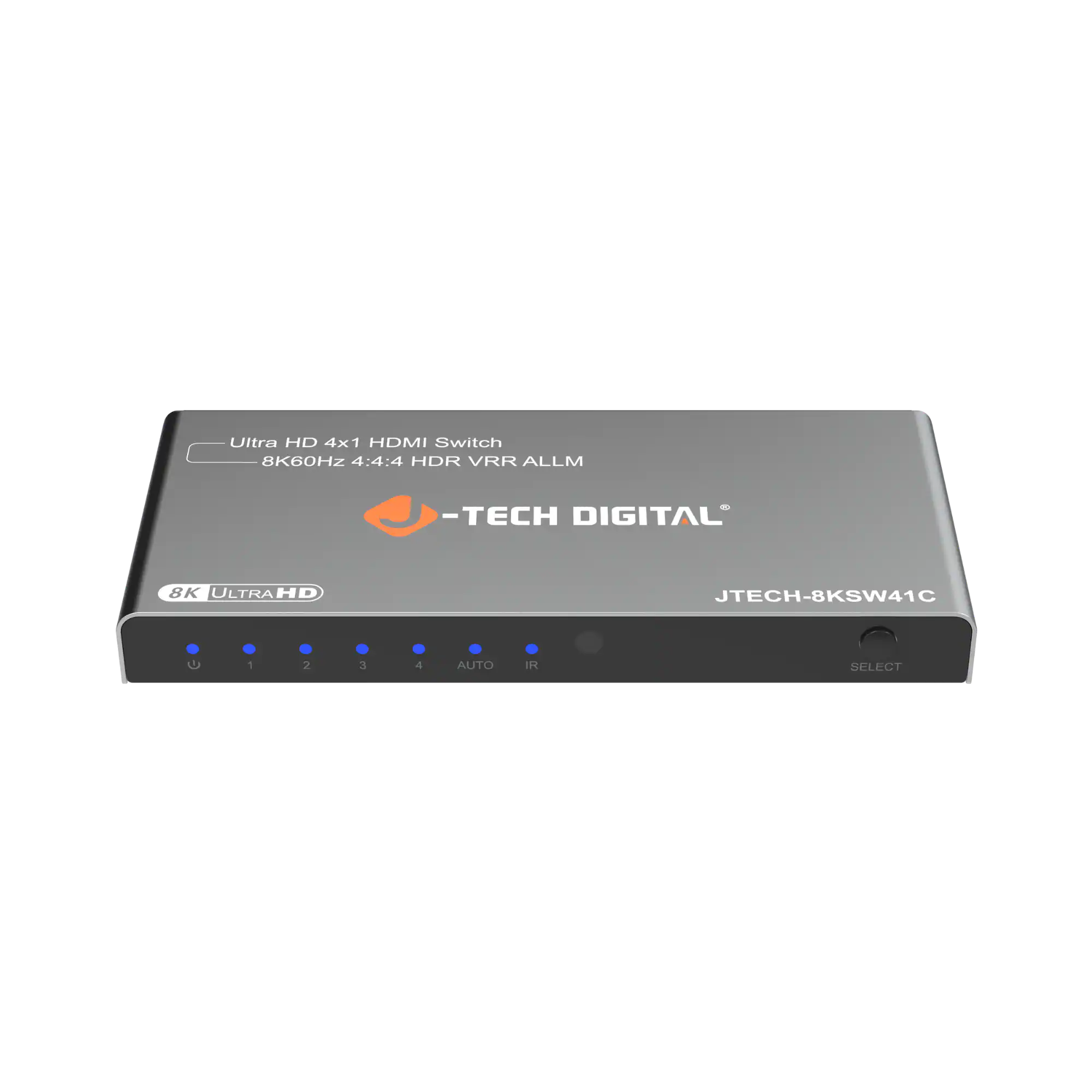 J-Tech Digital - 8K 60Hz 4x1 HDMI Switch with IR Remote - Silver
