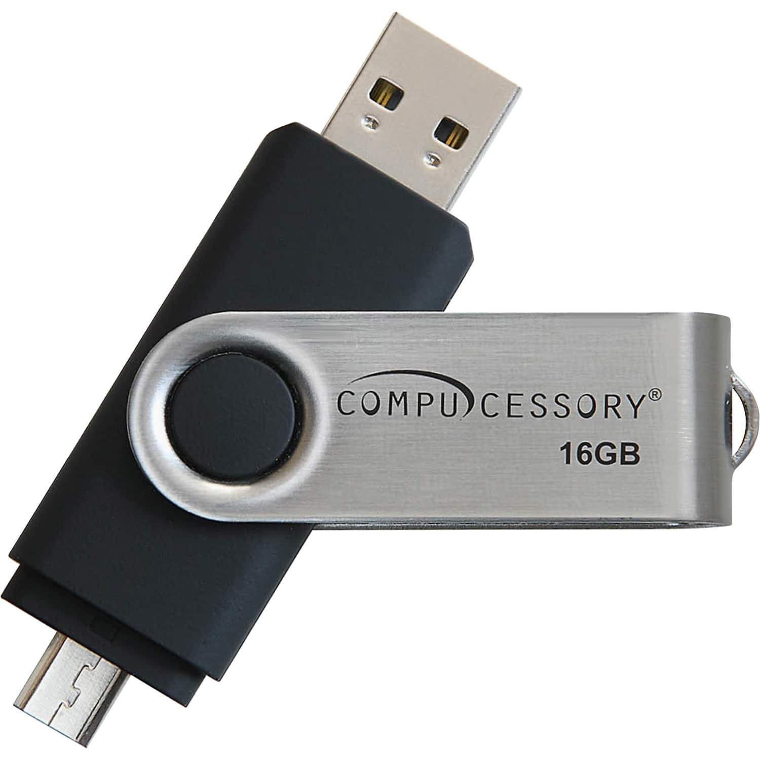 Compucessory - 16GB USB 2.0 Flash Drive 16 GB USB 2.0 Black 1 Year Warranty - Silver