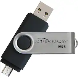 Compucessory - 16GB USB 2.0 Flash Drive 16 GB USB 2.0 Black 1 Year Warranty - Silver