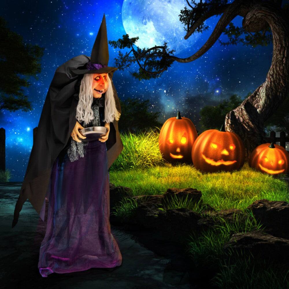 Alt View 3. Boyel Living - Large Halloween Witch with LED Lights and Widened Base Sound - Multicolor.