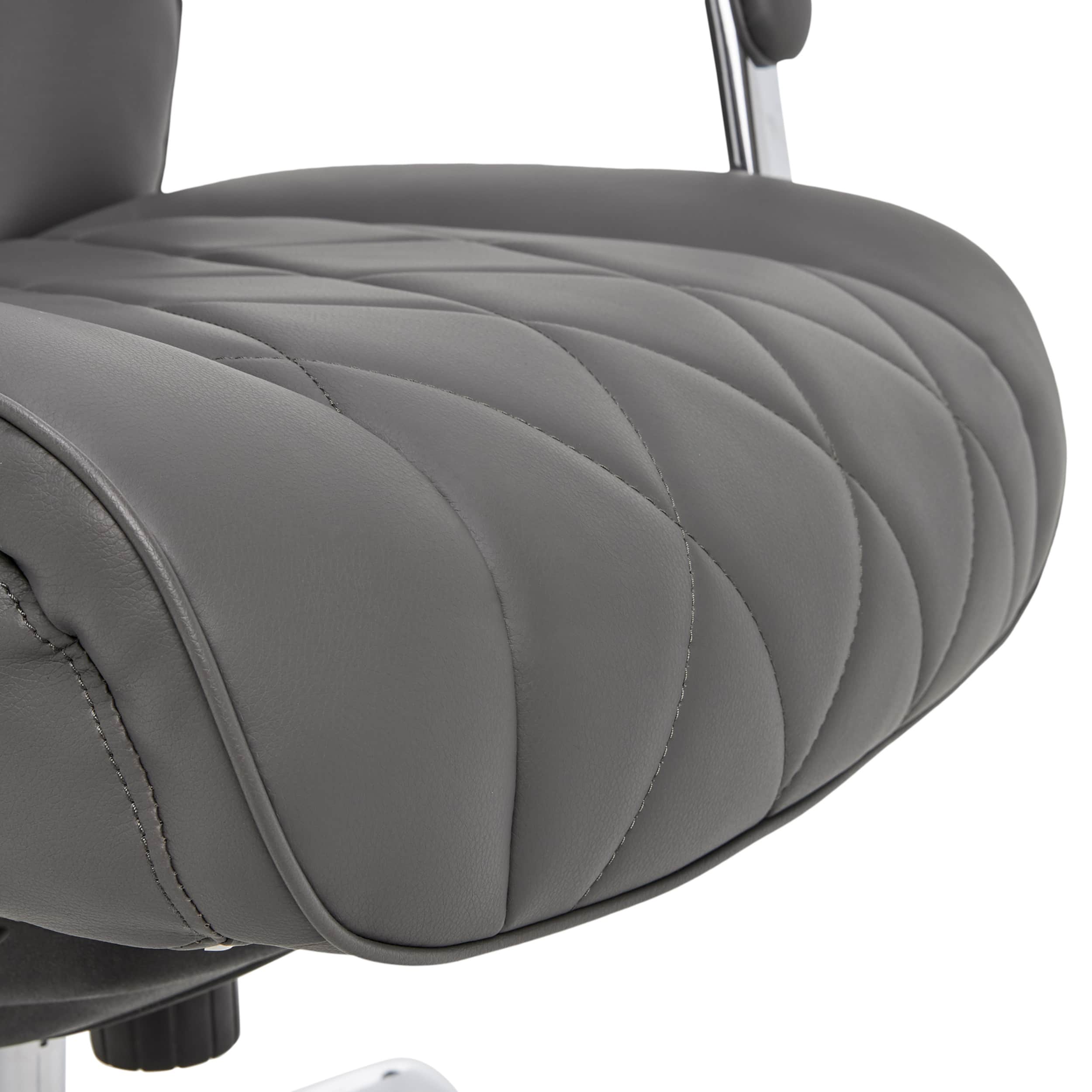 Alt View 14. La-Z-Boy - Comfort and Beauty Sutherland Diamond-Quilted Bonded Leather Office Chair - Moon Rock Gray.