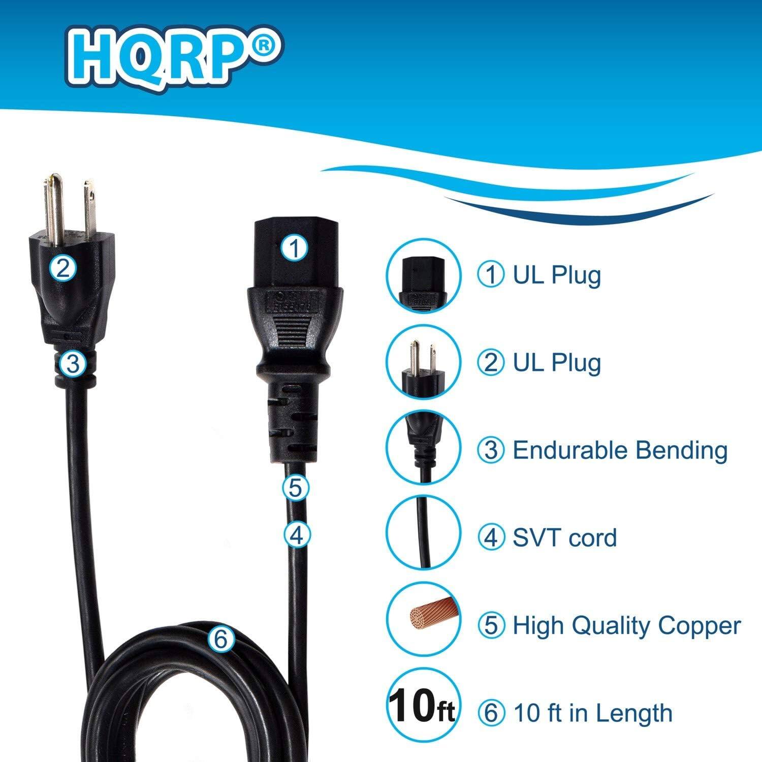 HQRP

1. UL Plug
2. UL Plug
3. Endurable Bending
4. SVT cord
5. High Quality Copper
6. 10 ft in Length
