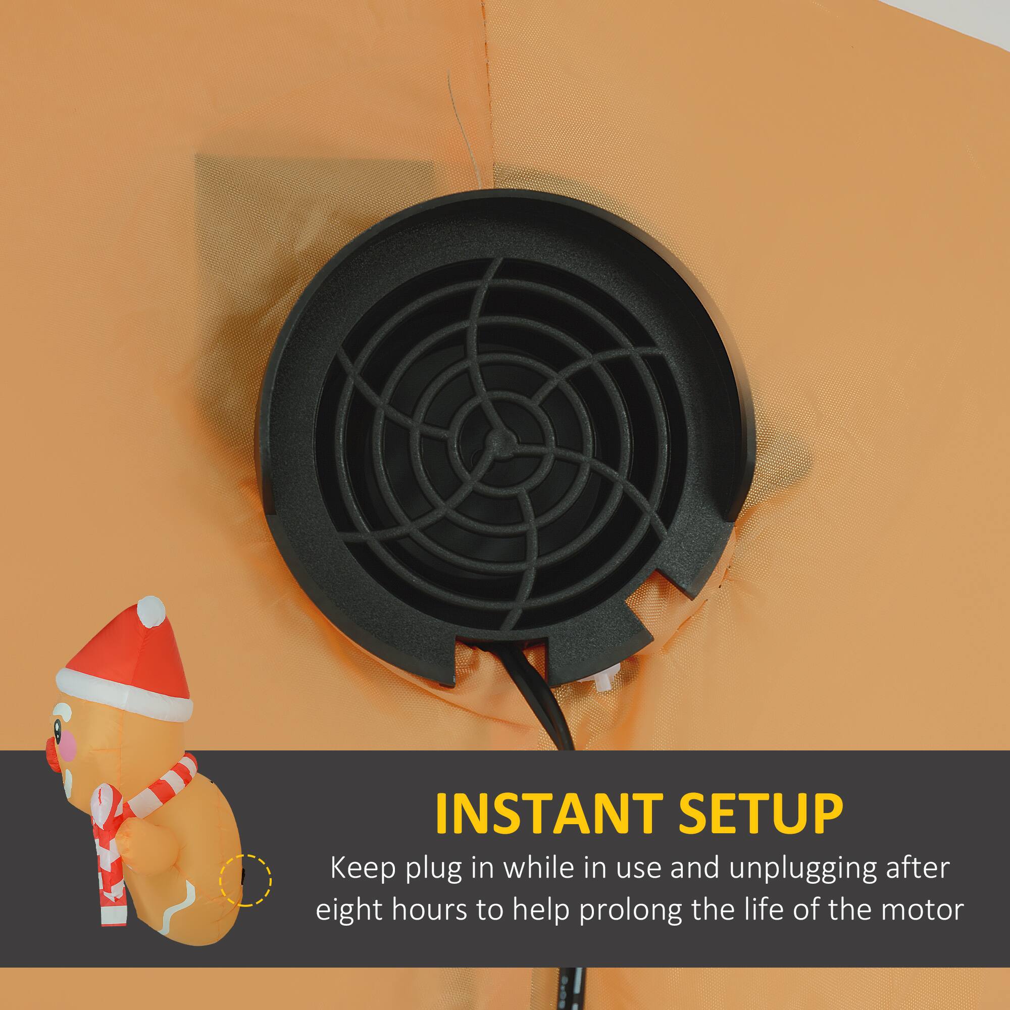 INSTANT SETUP: Keep plug in while in use and unplugging after eight hours to help prolong the life of the motor.