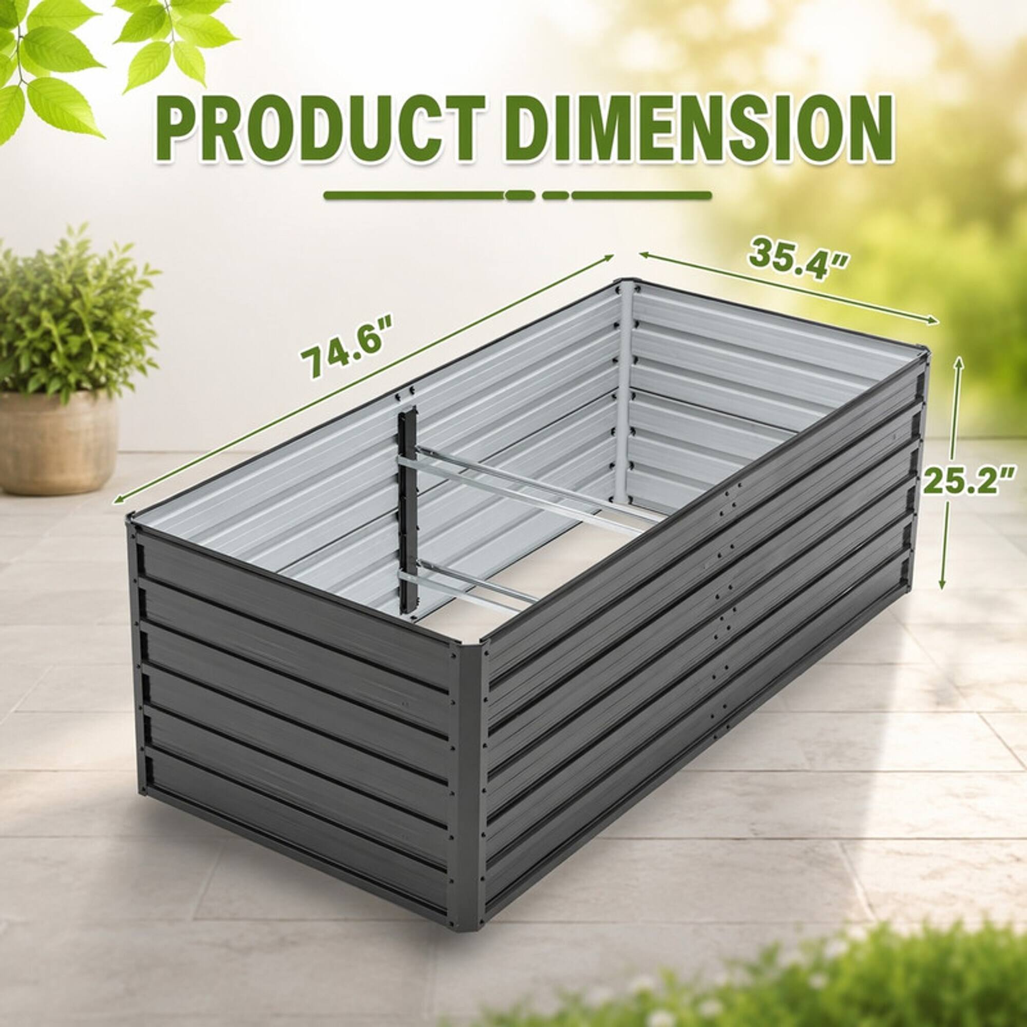 PRODUCT DIMENSION  
35.4" x 74.6" x 25.2"