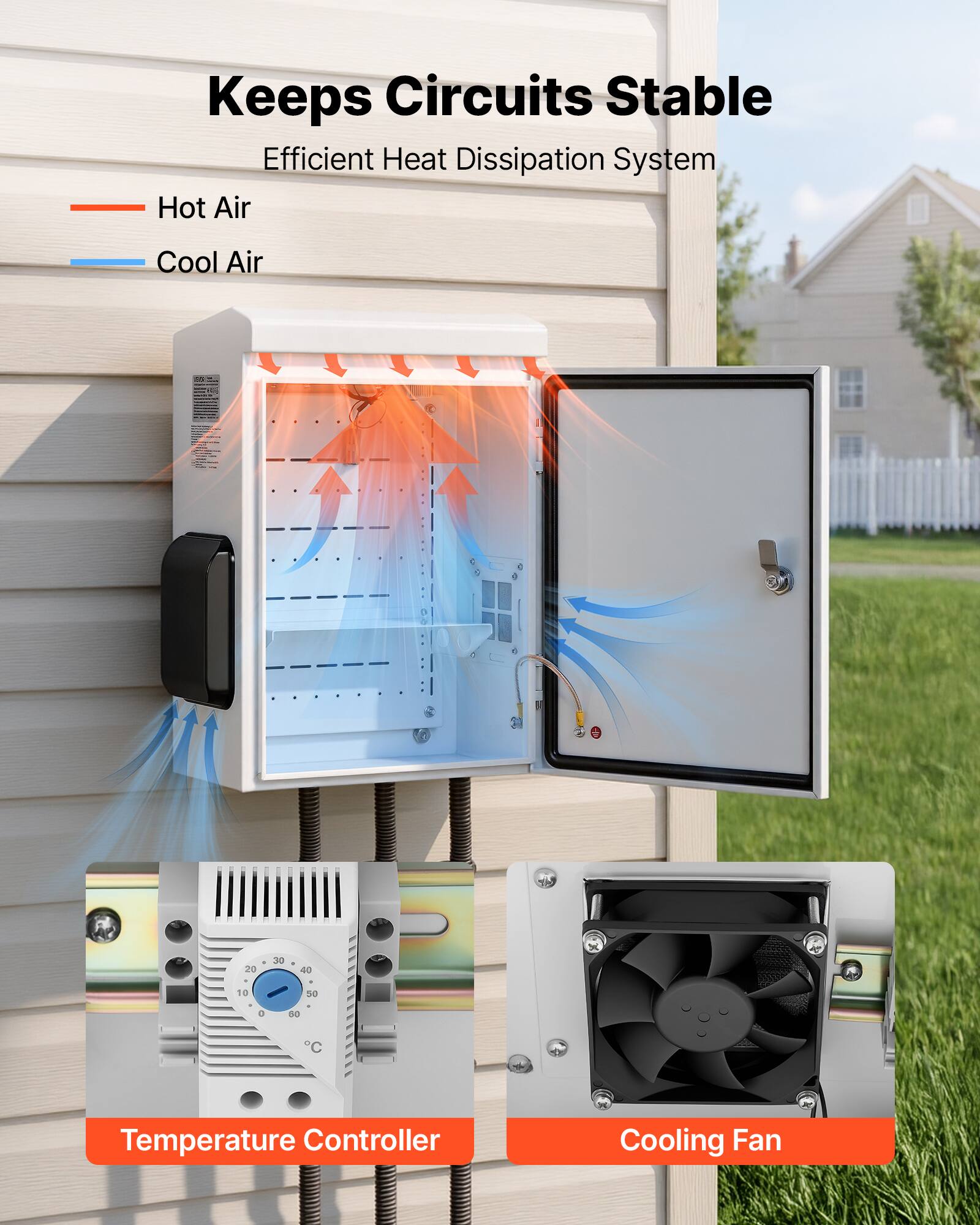Keeps Circuits Stable  
Efficient Heat Dissipation System  
Hot Air  
Cool Air  
Temperature Controller  
Cooling Fan