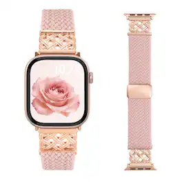 Kitcheniva - Magnetic Braided Stretchy Band For Apple Watch Series 1-11 / iWatch SE (1-3) - Rose Pink
