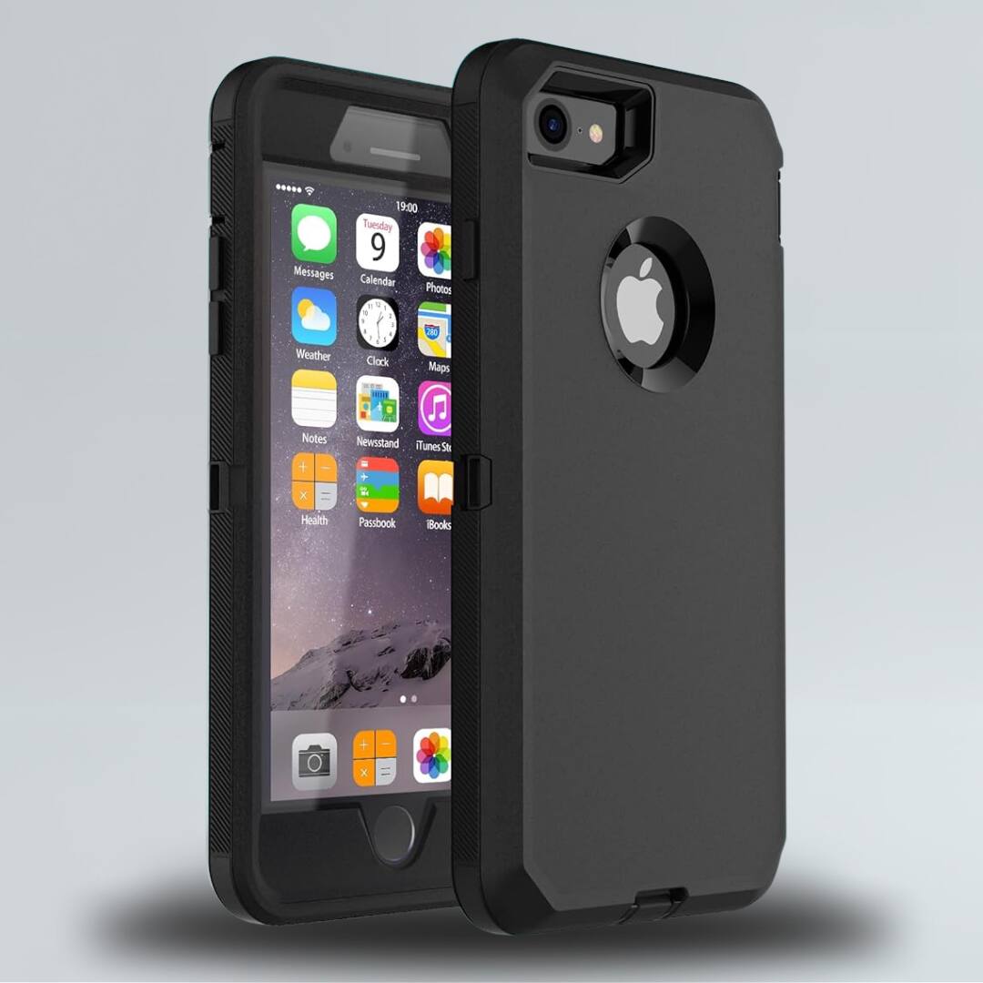 Entronix - Heavy Duty Case for iPhone 8 Plus & 7 Plus - Triple-Layer Protection - Black