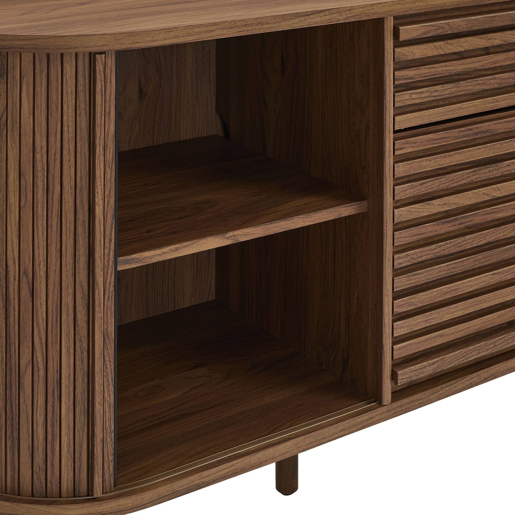 Alt View 8. Modway - Harlan 67" Fluted Oval Sideboard Cabinet by Modway - Walnut.