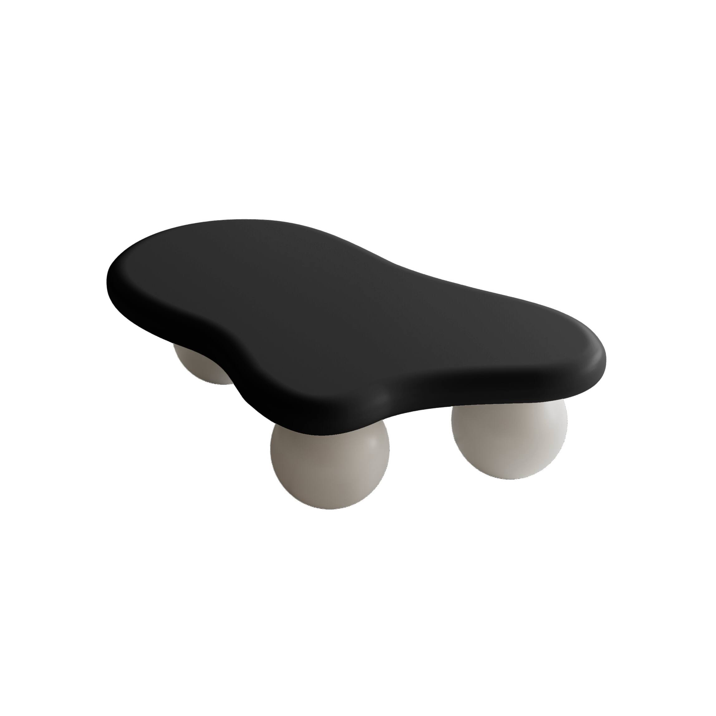 Alt View 1. Loheer - Loheer Cloud Coffee Table Irregular Black Top Center Table For Living Room 47 Inch White Ball Legs - Black White.
