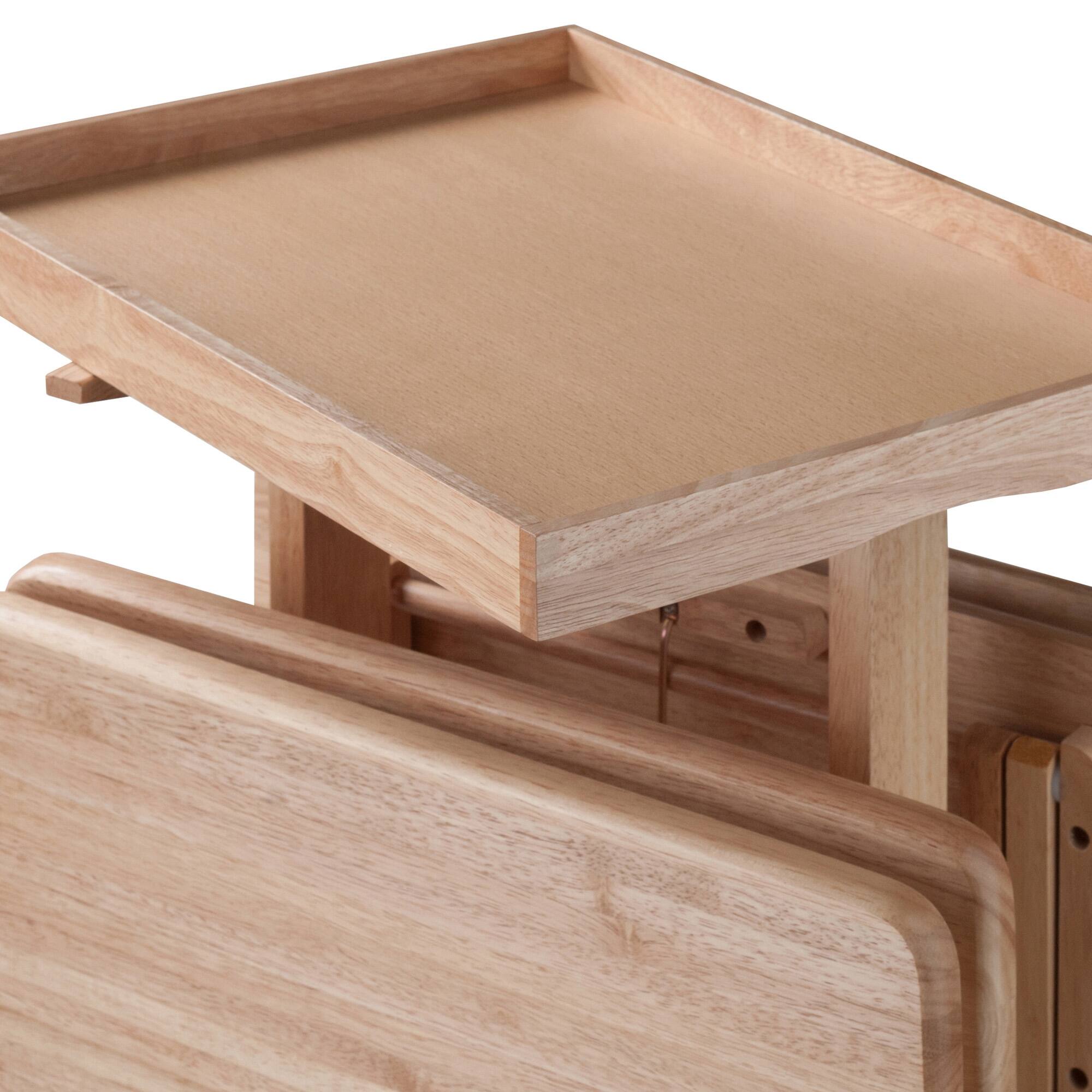 Alt View 7. Winsome Wood - Isabelle Set of 4 Snack Tables with Mobile Stand and Removable Tray - Natural.