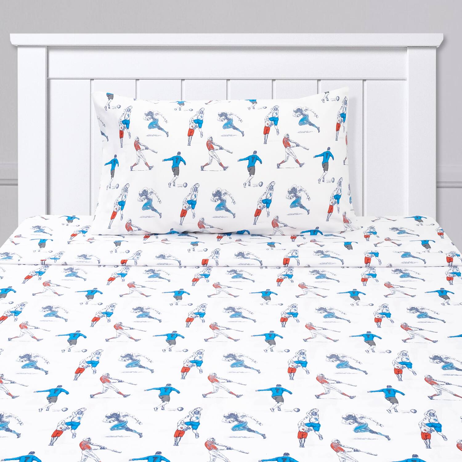 Angle. Sweet Home Collection - Kids' Printed Classic & Bright Ultra Soft Microfiber Sheet Sets - Full - Sports.