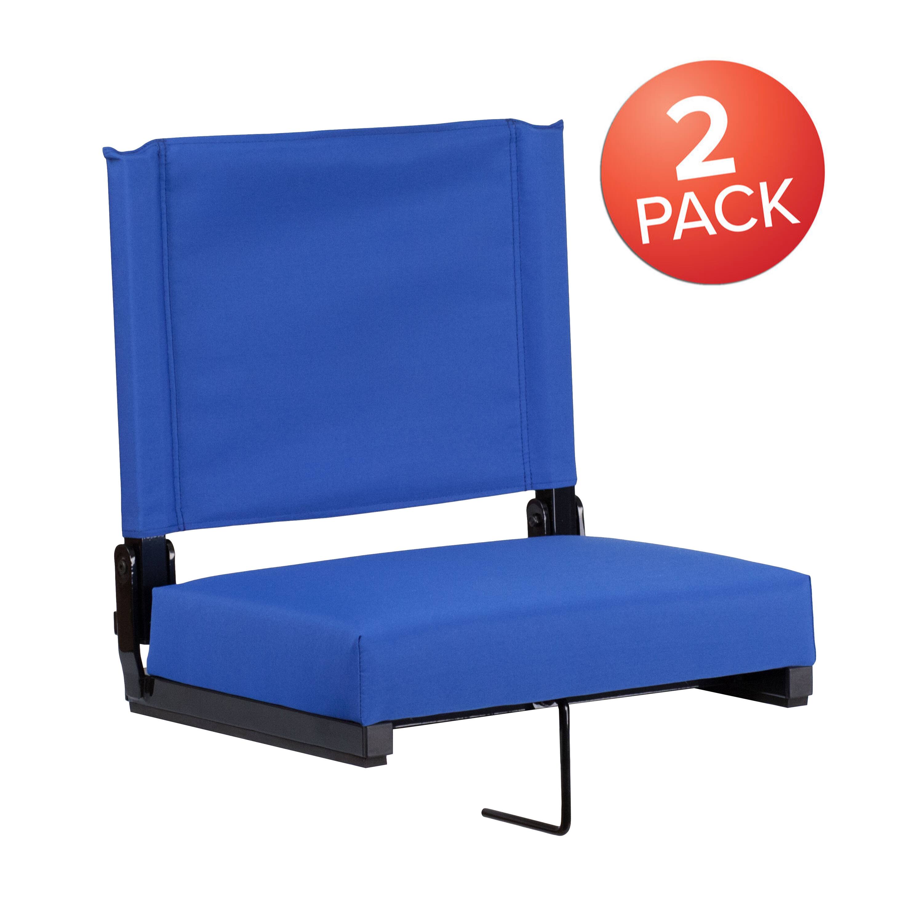 Alt View 1. Emma + Oliver - Set of 2 500 lb. Rated Lightweight Stadium Chair with Ultra-Padded Seat - Blue.