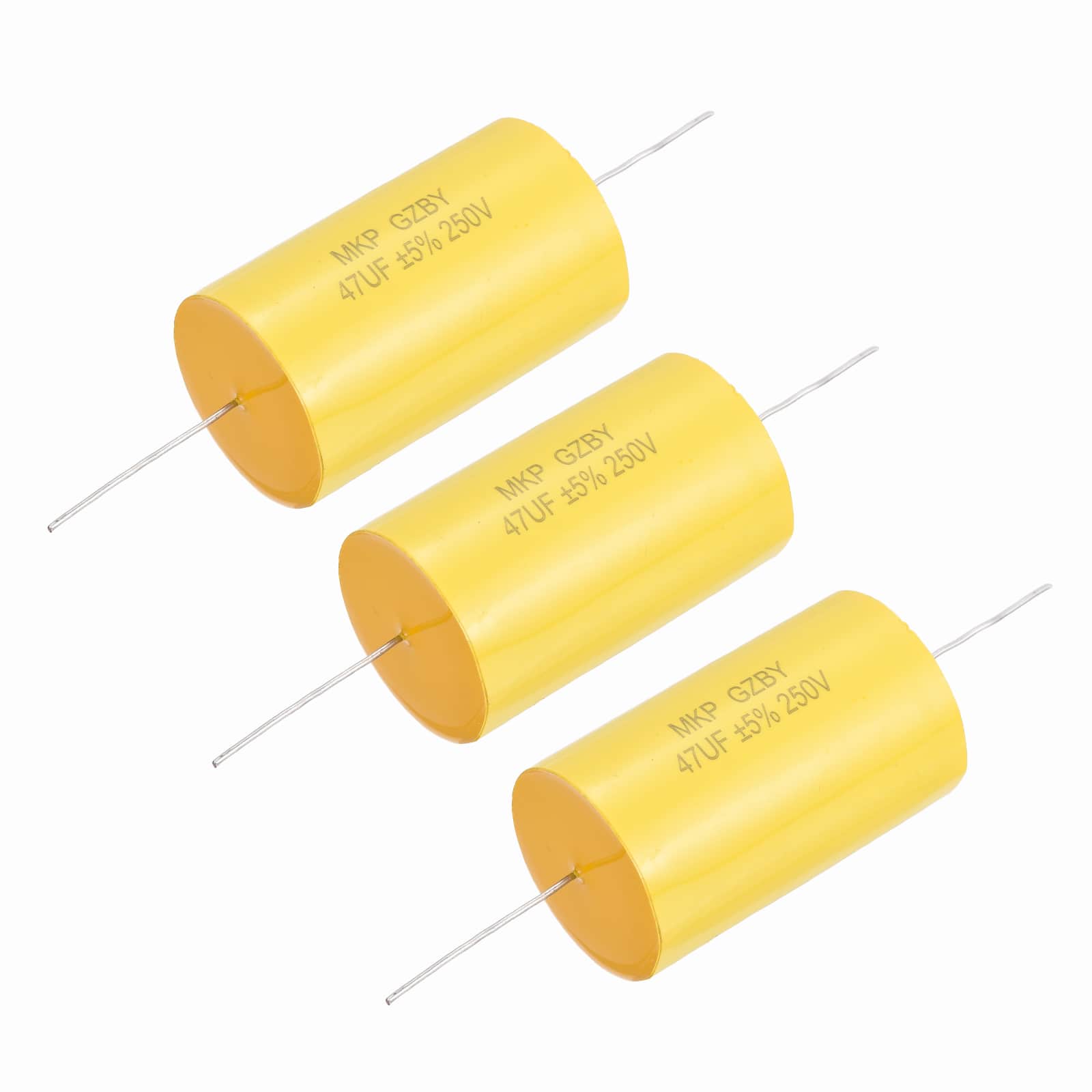 Unique Bargains - 3pcs 47uf Frequency Divider Capacitor, 250V Axial Audio Speaker Crossover MKP Film Capacitor - Yellow price history on PriceWatchPro
