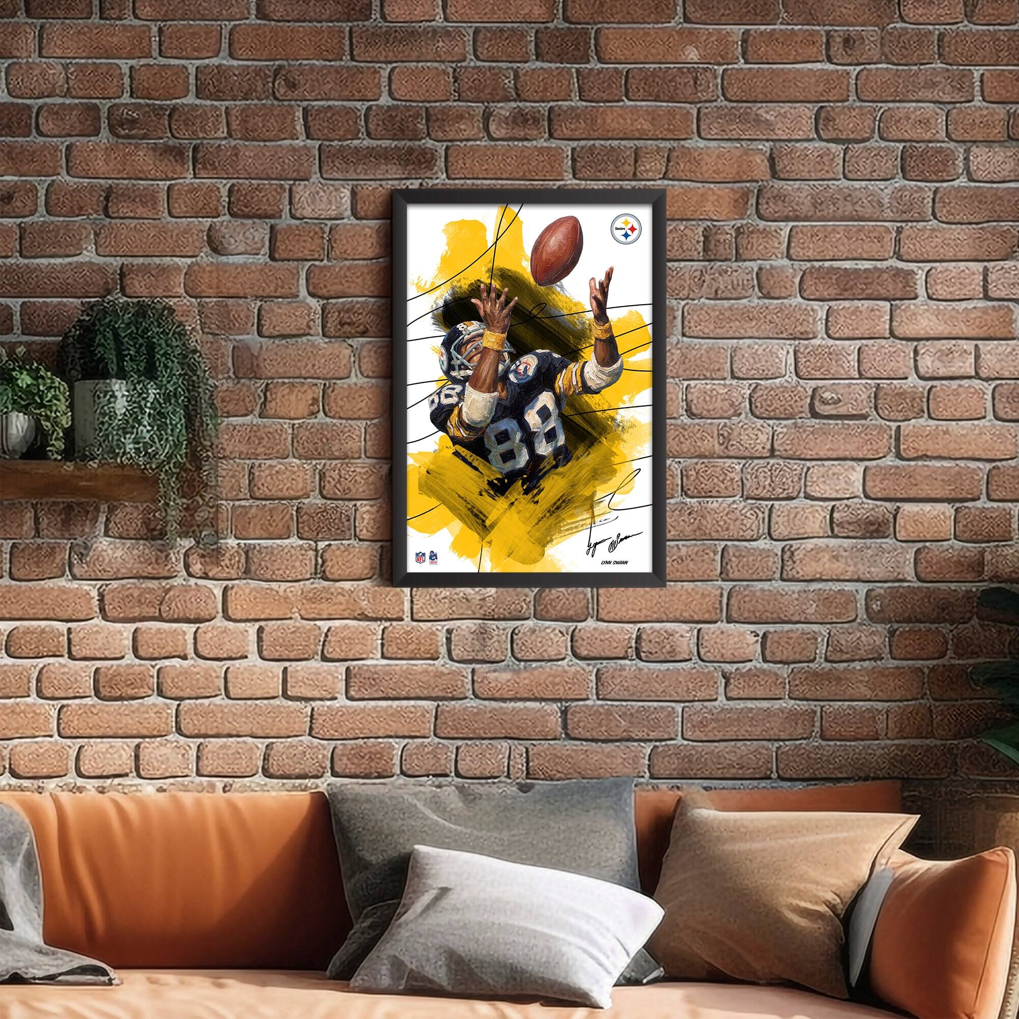 Alt View 1. Sporticulture - Lynn Swann Pittsburgh Steelers 27" x 39" Brush Stroke Player Framed Art Print - Multicolor.