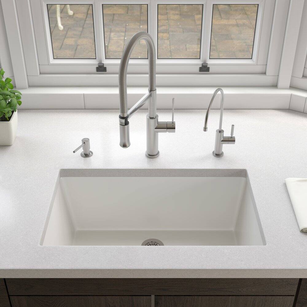 Alt View 5. Alfi - ALFI brand 30 White Undermount / Drop In Fireclay Kitchen Sink - White.