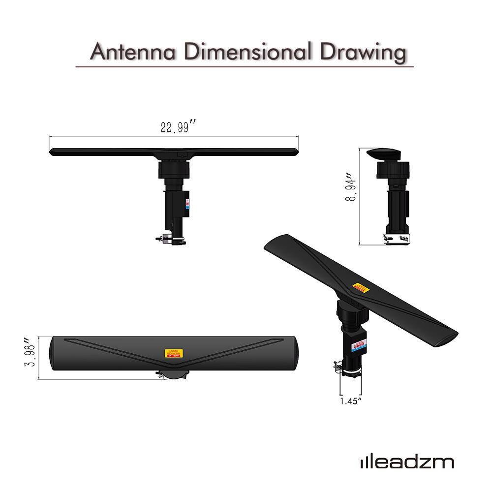 Antenna Dimensional Drawing  
22.99"  
9.94"  
3.98"  
1.45"  
illeadzm