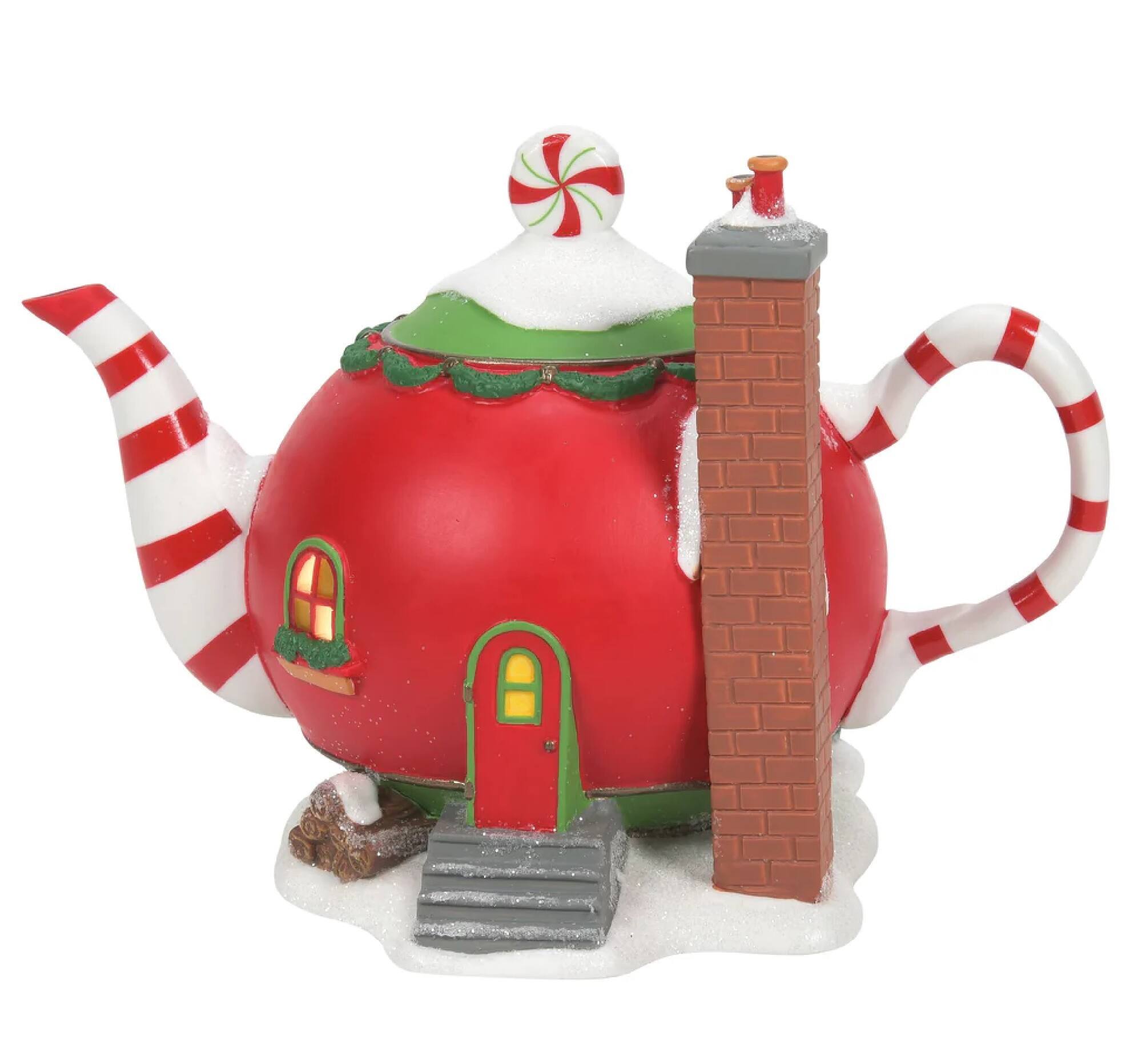 Alt View 1. Department 56 - Department 56 Lighted Christmas Peppermint Tea Shop Lighted Building - 6011406 - Red.