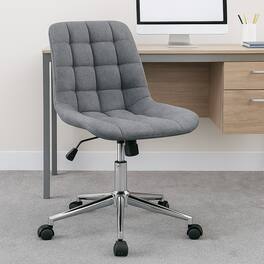 Hivvago - Upholstered Armless Desk Chair with Adjustable Height and Rolling Base for Office - Gray