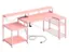 Left. Bestier - 71.5inch L-Shaped Gaming Desk with Integrated LED Lighting and Power Outlet - Pink.
