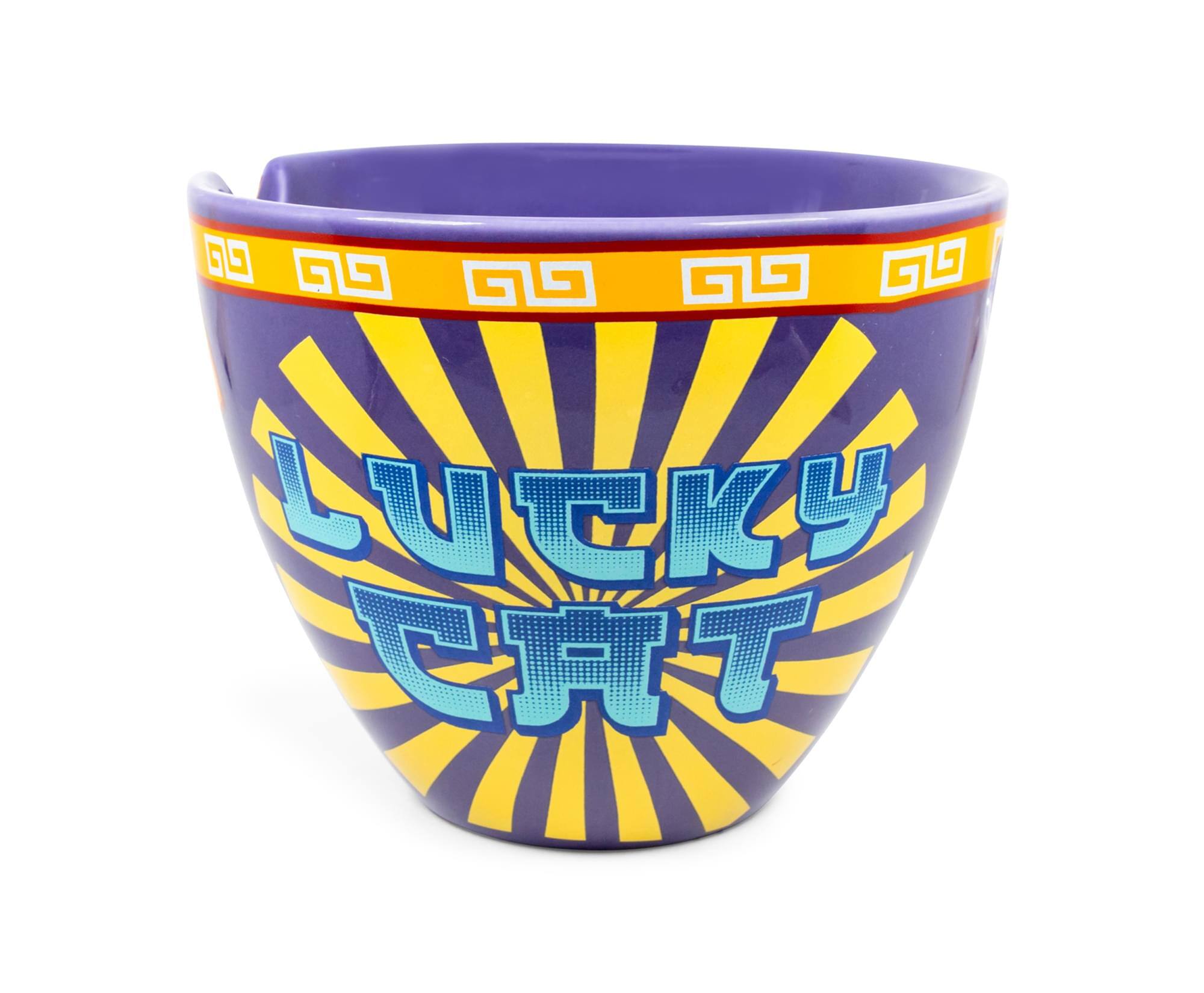 Alt View 1. Boom Trendz - Bowl Bop Purple Lucky Cat Japanese Dinner Set | 16-Ounce Ramen Bowl, Chopsticks - Purple.
