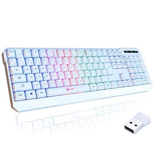 Earthley Blooms - Blaze & Chroma Wireless Bundle - Gaming And Mouse Combo Responsive Durable Backlit Rgb Long-lasting Built-in - White