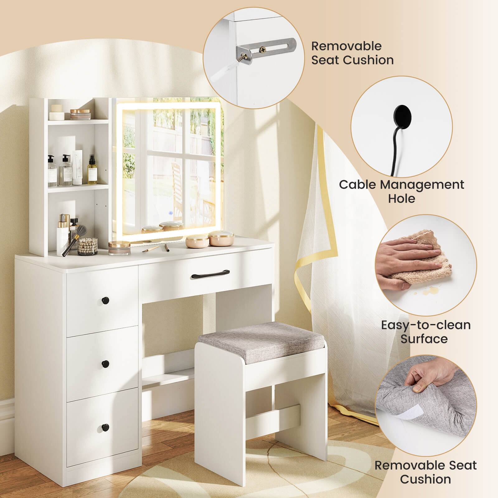 - Removable Seat Cushion
- Cable Management Hole
- Easy-to-clean Surface
- Removable Seat Cushion