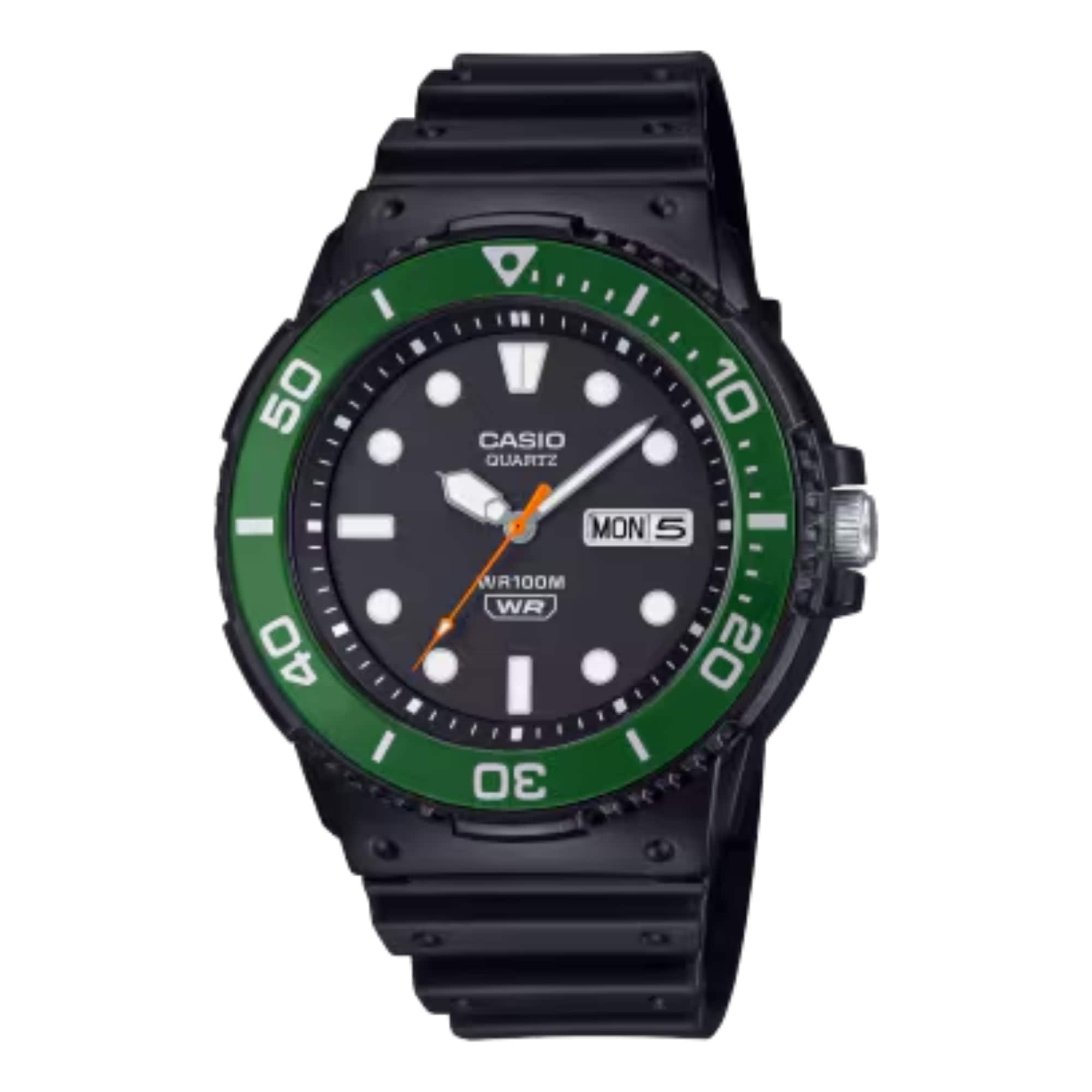 Casio - Men’s Black Analog Watch with Black Dial - MRW-230H-1E3VCF - Green