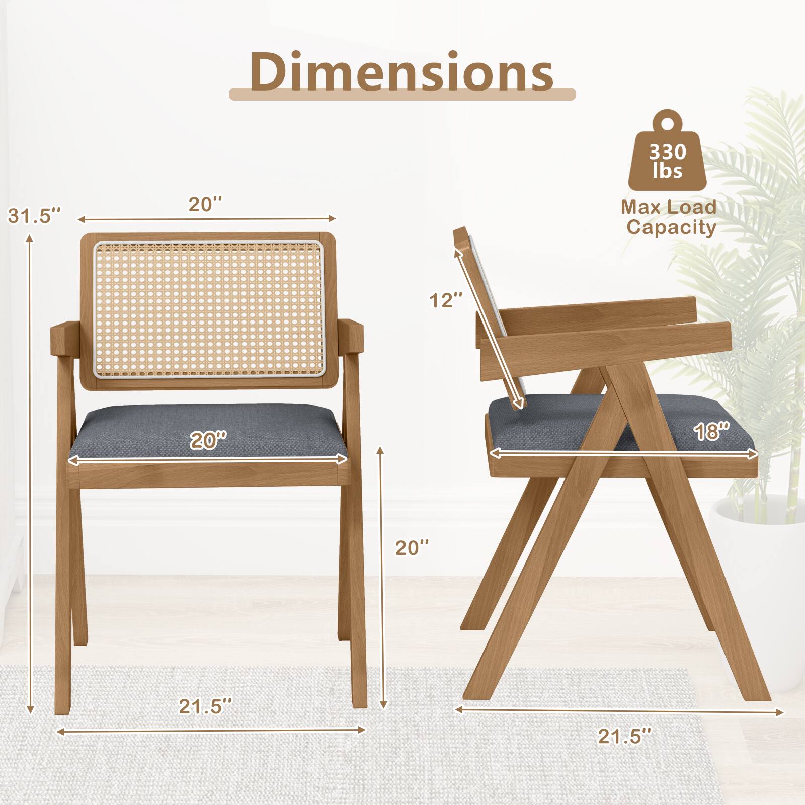 Dimensions  
330 lbs  
31.5"  
20"  
20"  
12"  
18"  
20"  
21.5"  
21.5"