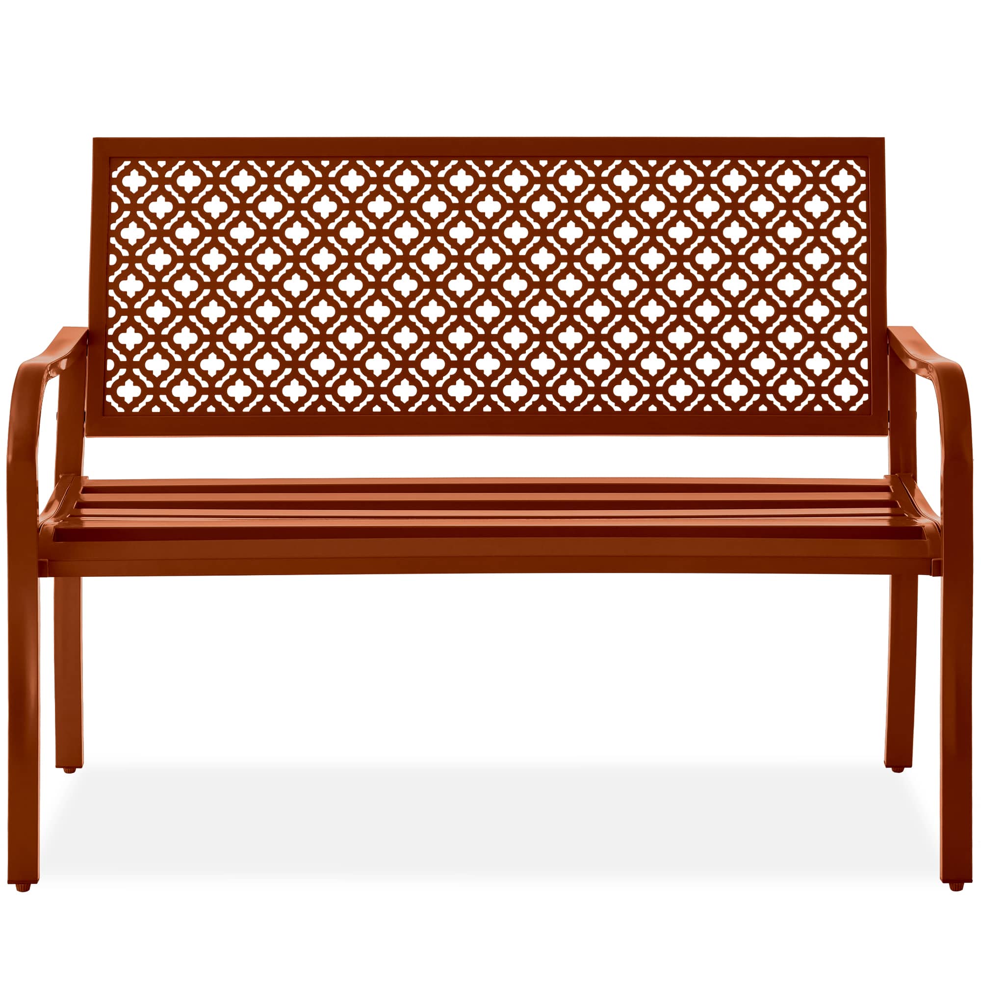 Photos - Garden Furniture Best Choice Products - Indoor Outdoor Steel Garden Bench w/ Geometric Backrest, Foot Levelers - Rust 