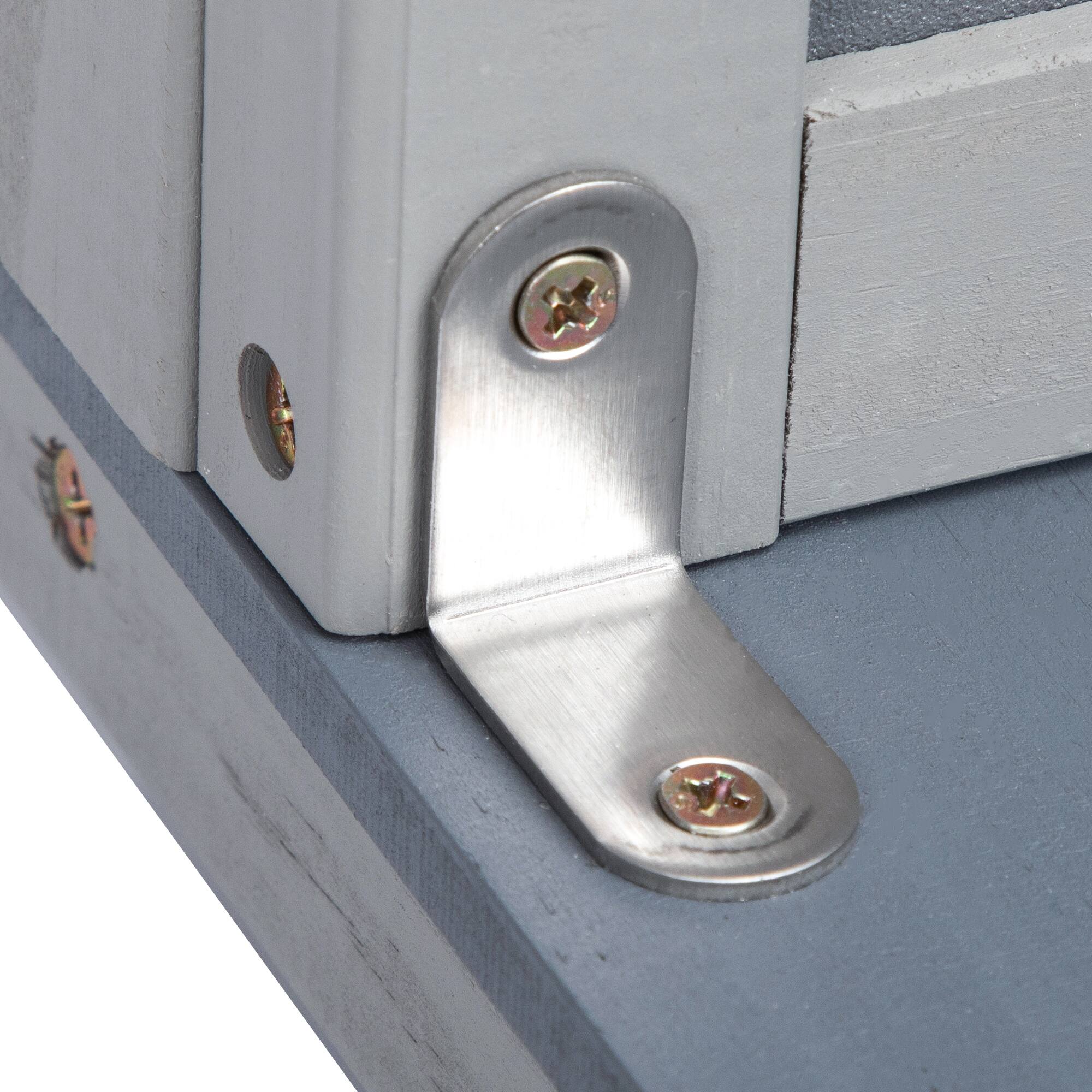 Alt View 4. Siljoy - All Weather Cat House, Indoor Outdoor Catio with Fringe Curtains, Lockable Doors, Gray Cozy Cat Shelter.