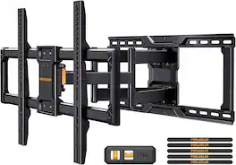 Perlegear - Full Motion UL-Listed TV Wall Mount | 42–90 Inch TVs, 150 lbs Load Capacity, Tool-Free Adjustment, Pre-Assembled Design - Black