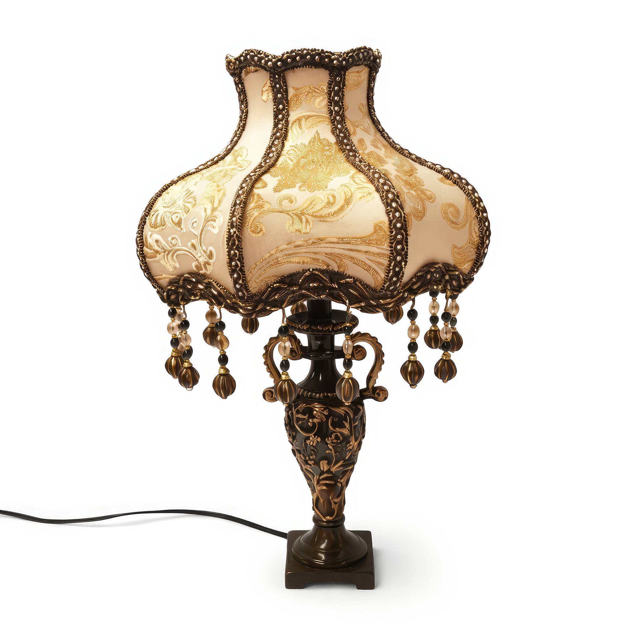 Angle. FC Design - 24"H Dark Brown Decorative Vase w/ Palace Inspired Shade Table Lamp.