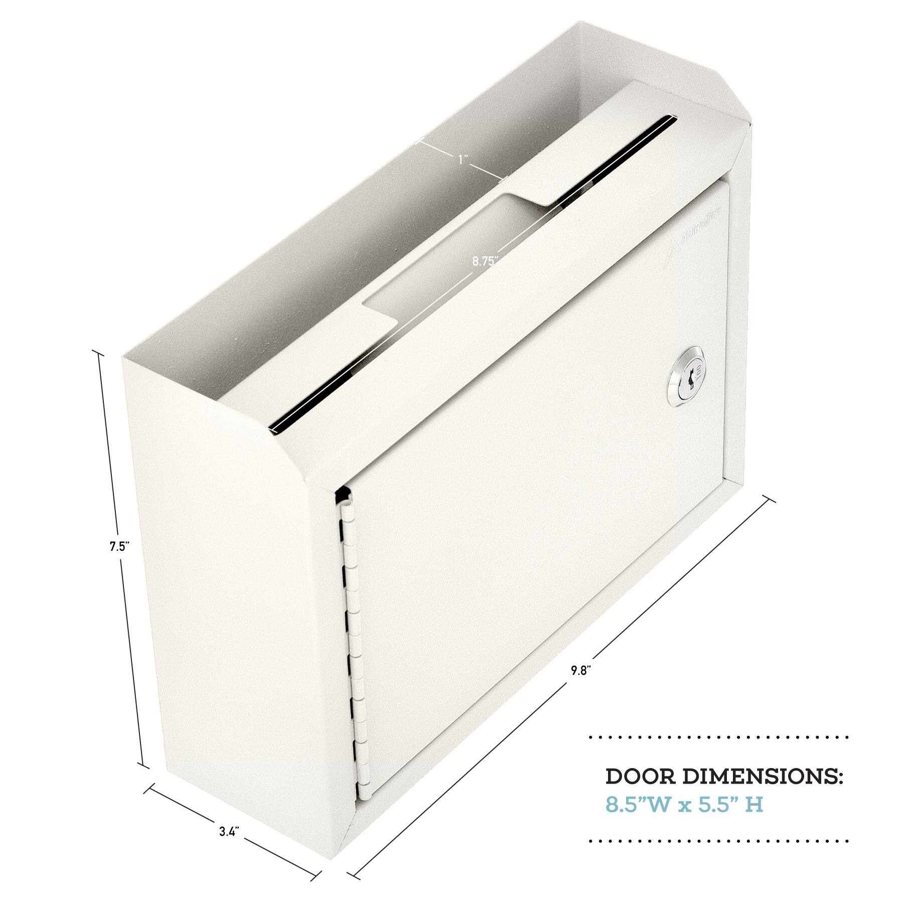 3.4", 7.5", 8.75", 9.8", DOOR DIMENSIONS: 8.5"W x 5.5" H