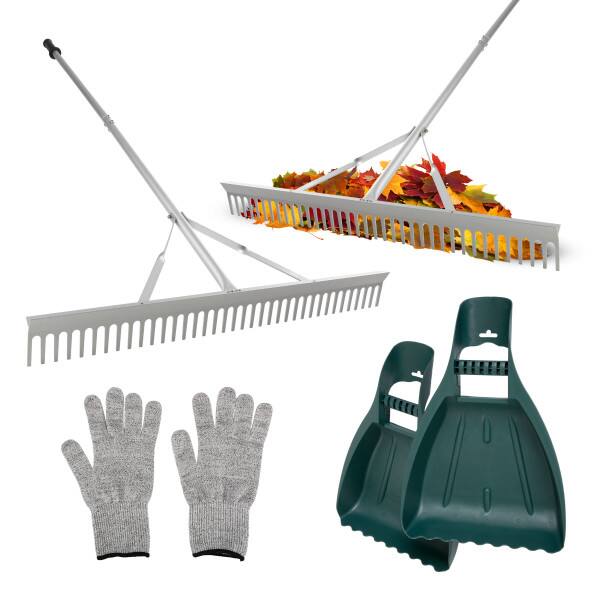 Back. Pure Garden - Metal Leaf Rake and Leaf Scoops Set.