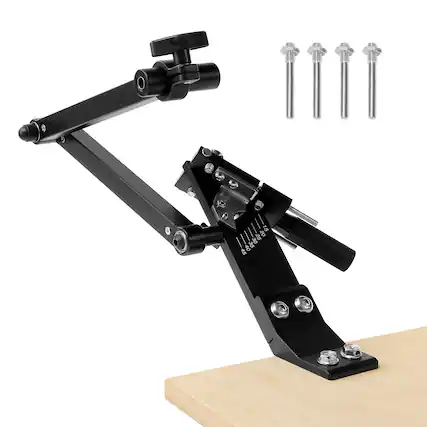 Front. VEVOR - Lawn Mower Blade Sharpener, 15° - 45° Adjustable Lawnmower Blade Sharpening Tool with 4 Adapter Pins - Black.