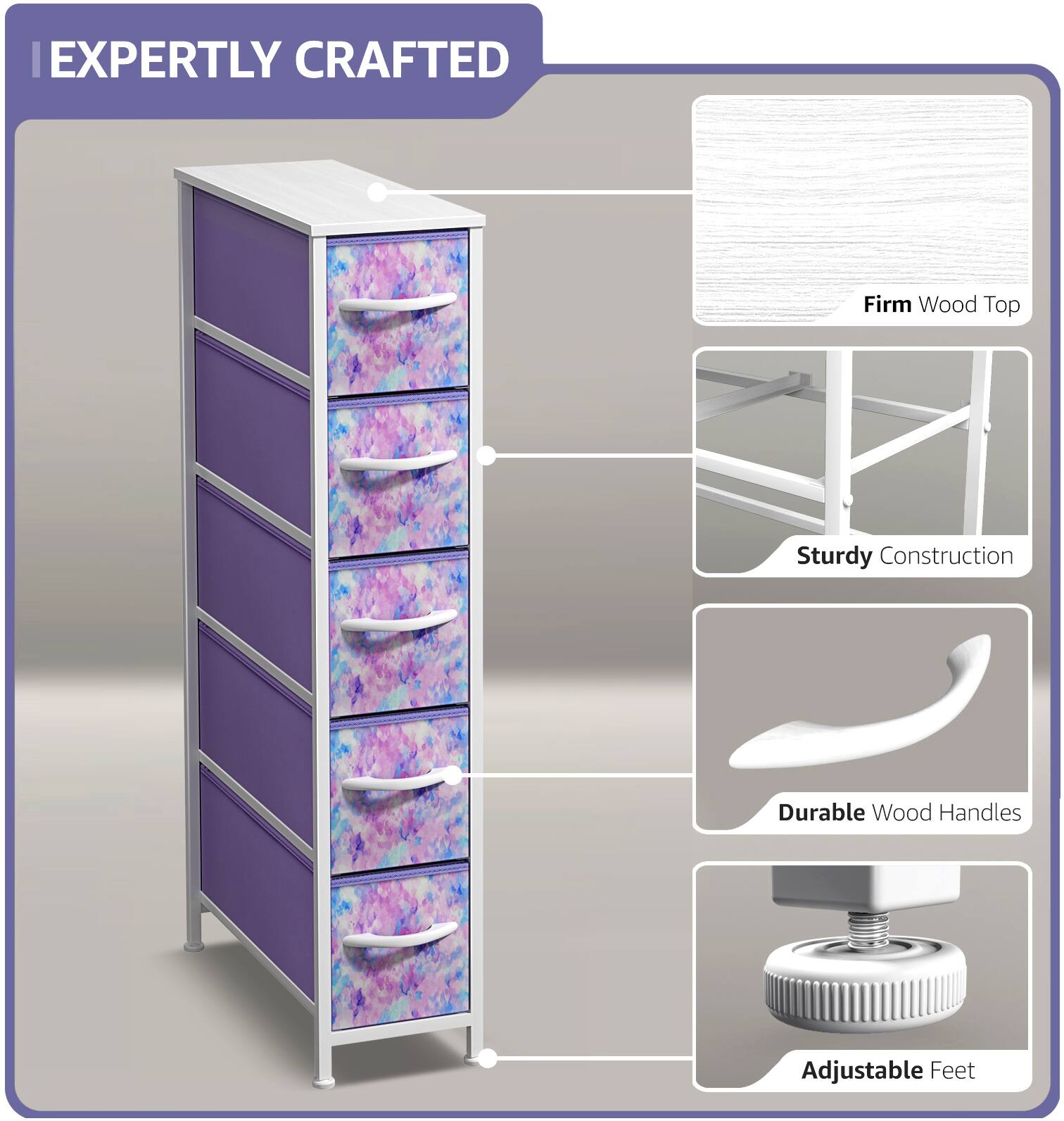 EXPERTLY CRAFTED

- Firm Wood Top
- Sturdy Construction
- Durable Wood Handles
- Adjustable Feet