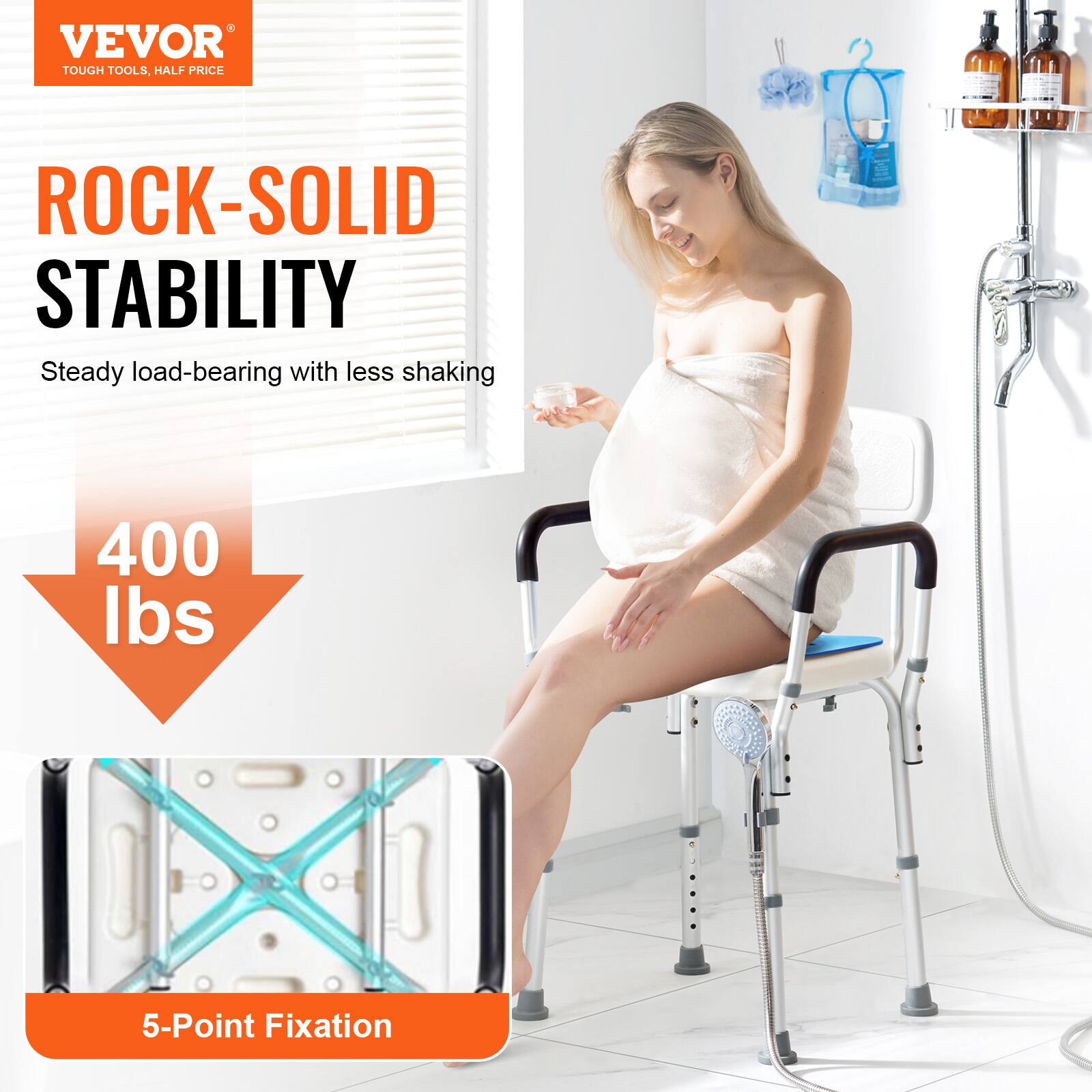 VEVOR TOUGH TOOLS, HALF PRICE
ROCK-SOLID STABILITY
Steady load-bearing with less shaking
400 lbs
5-Point Fixation