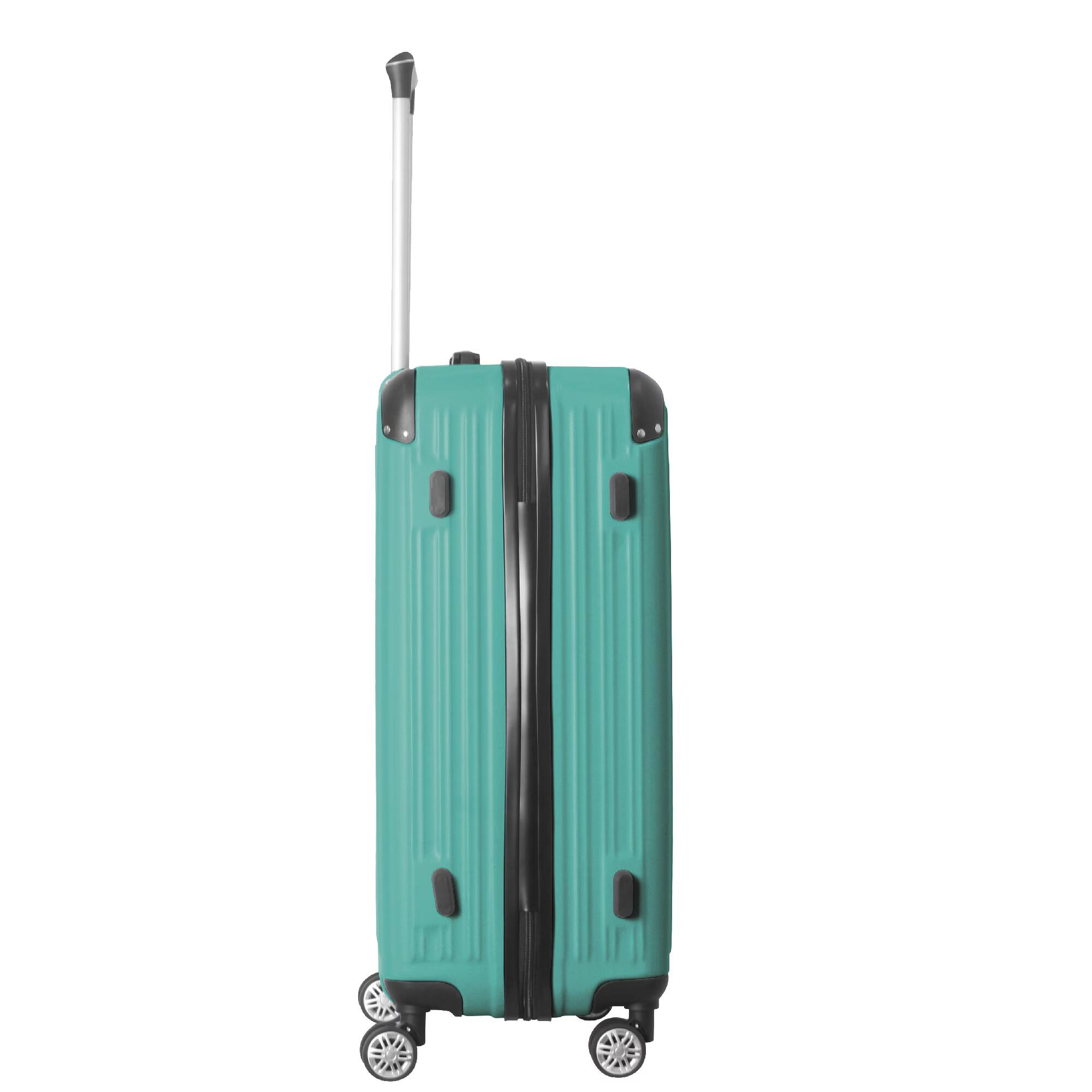 Alt View 7. Bestier - 3-Piece ABS Hardshell Luggage Set (20”/24”/26”) with Spinner Wheels, TSA Lock & Telescopic Handle - Aqua Green.