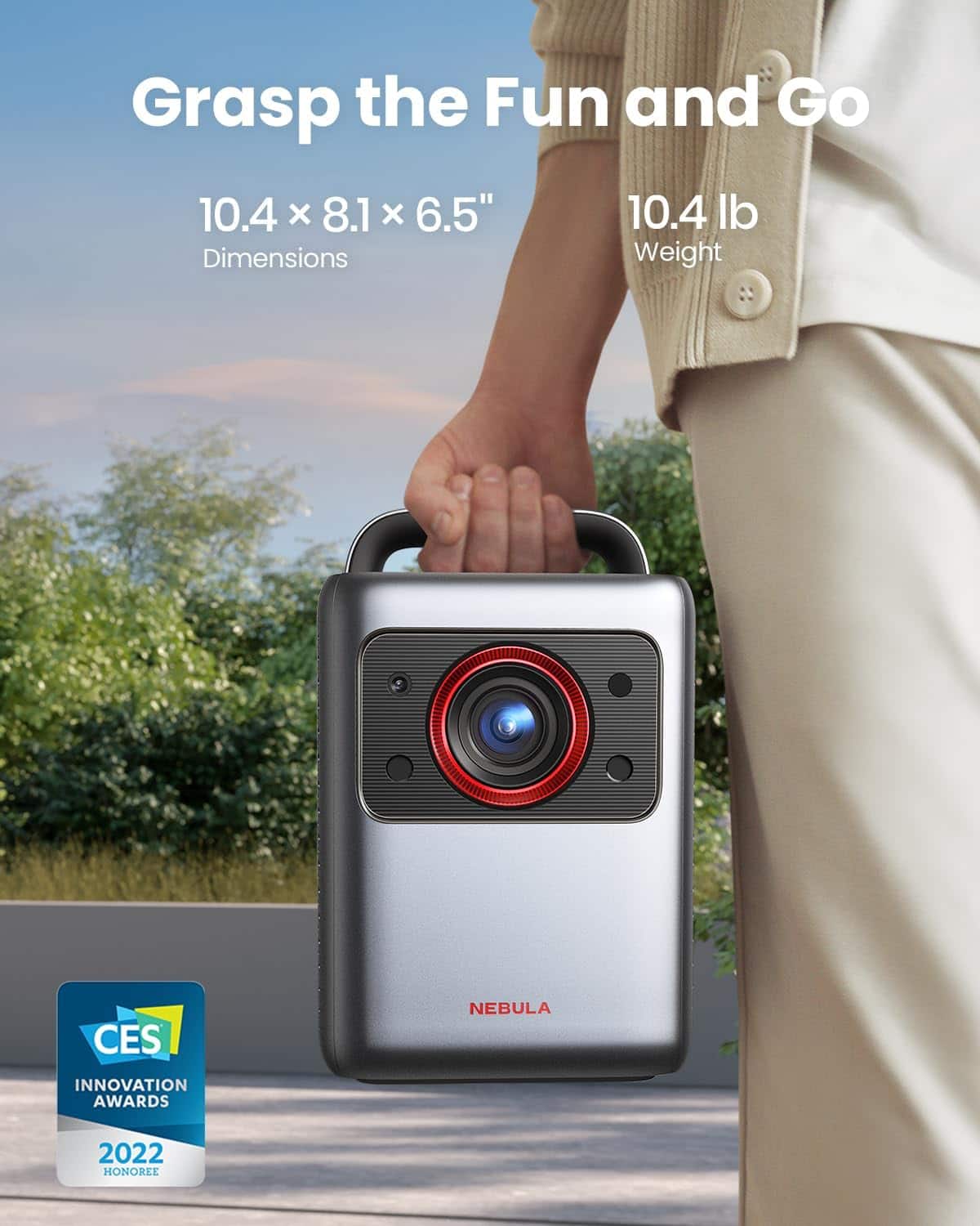 Grasp the Fun and Go, 10.4 x 8.1 x 6.5" Dimensions, 10.4 lb Weight, CES INNOVATION AWARDS 2022 HONOREE, NEBULA