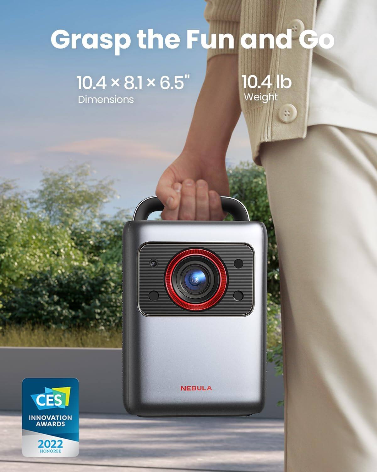 Grasp the Fun and Go, 10.4 x 8.1 x 6.5" Dimensions, 10.4 lb Weight, CES INNOVATION AWARDS 2022 HONOREE, NEBULA