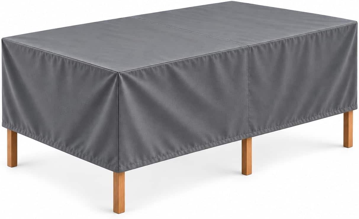 KHOMO GEAR - Outdoor Dining Table Cover - Heavy Duty, Water Resistant Rectangular Patio Dining Table Cover - 60"L x 33"W x 25"H - Gray