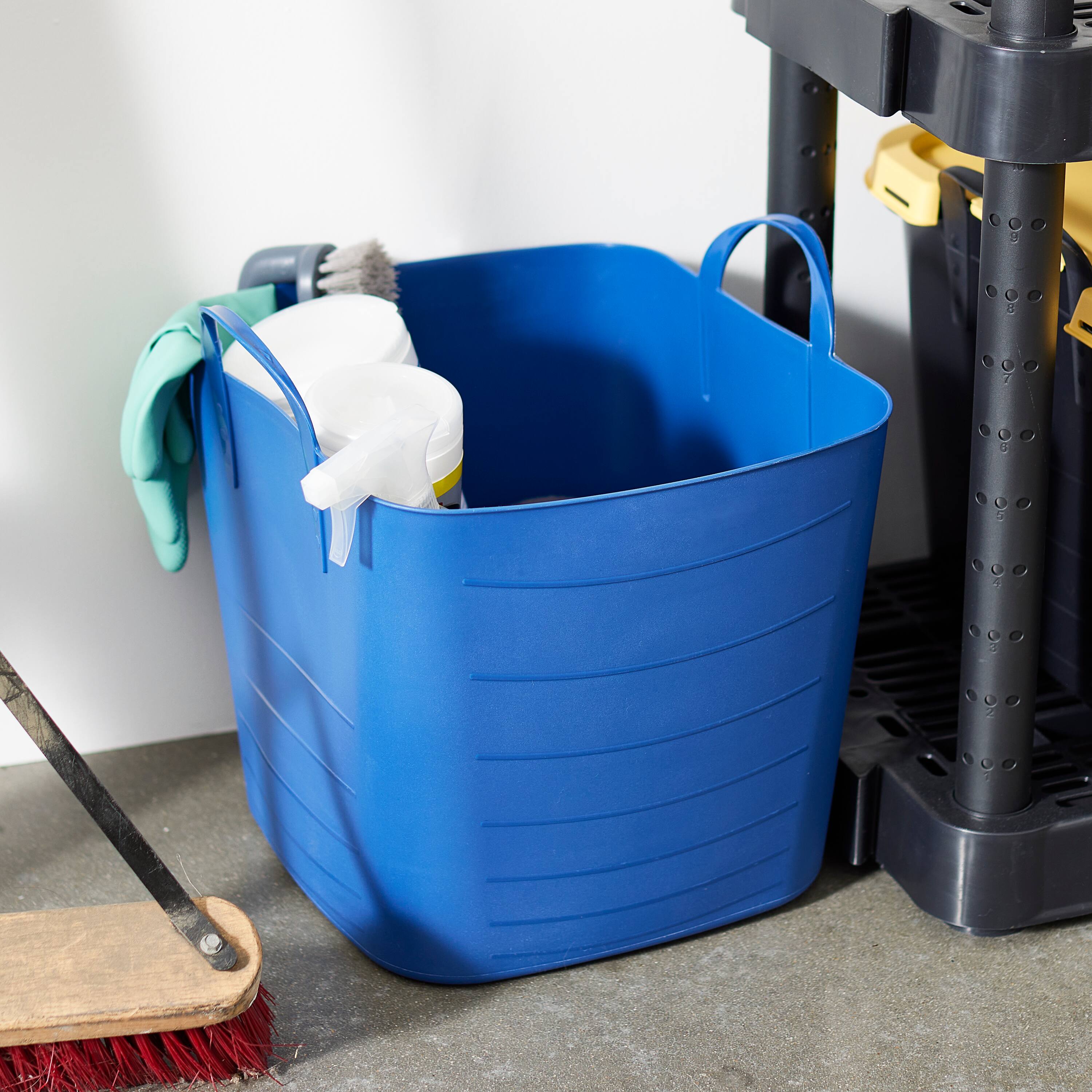 Alt View 5. Life Story - Life Story Tub Basket 6.6 Gallon Plastic Storage Tote Bin with Handles (6 Pack) - Blue.