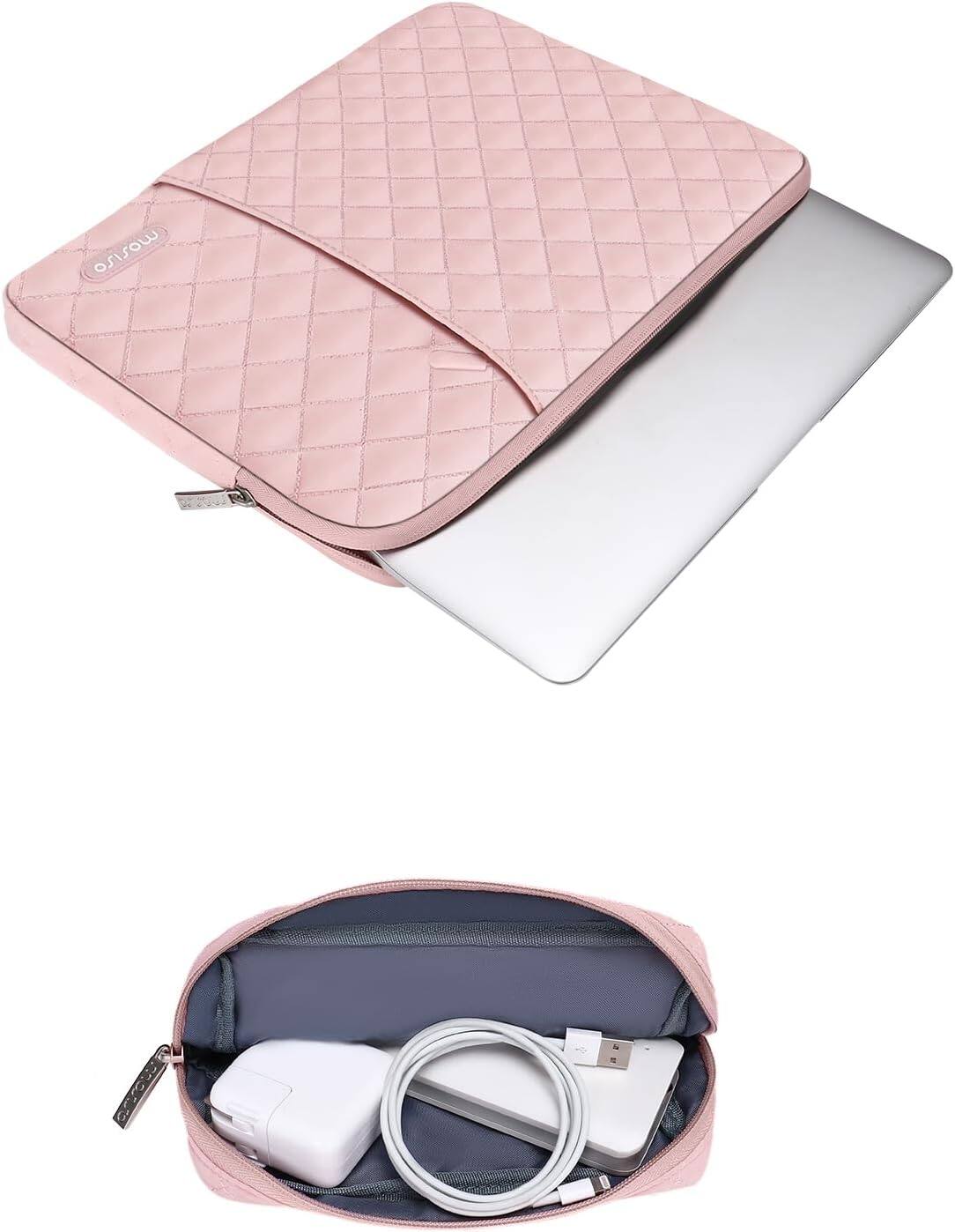 Back. mosiso - Laptop Case Protective Sleeve 13-13.3 inch for MacBook Air Pro 13 14, HP Dell Acer ASUS Lenovo Universal Computer Bag - Pink.