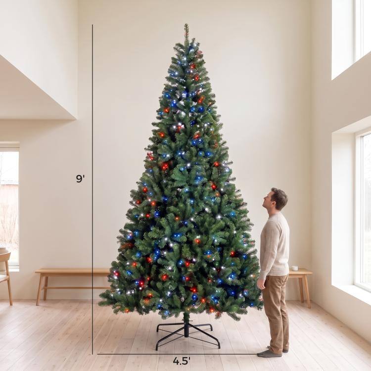 Alt View 3. PULUZ - 9ft Prelit Christmas Tree with RGB Dynamic LEDs, Remote Control, Daily Timer, Hinged Xmas Tree, Easy Assembly - Green.
