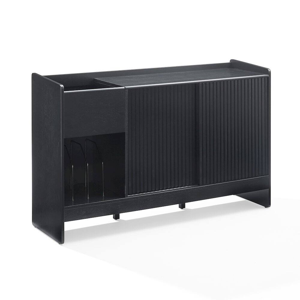 Alt View 1. Crosley Furniture - Arden Record Player Cabinet With Vinyl Storage - Black.