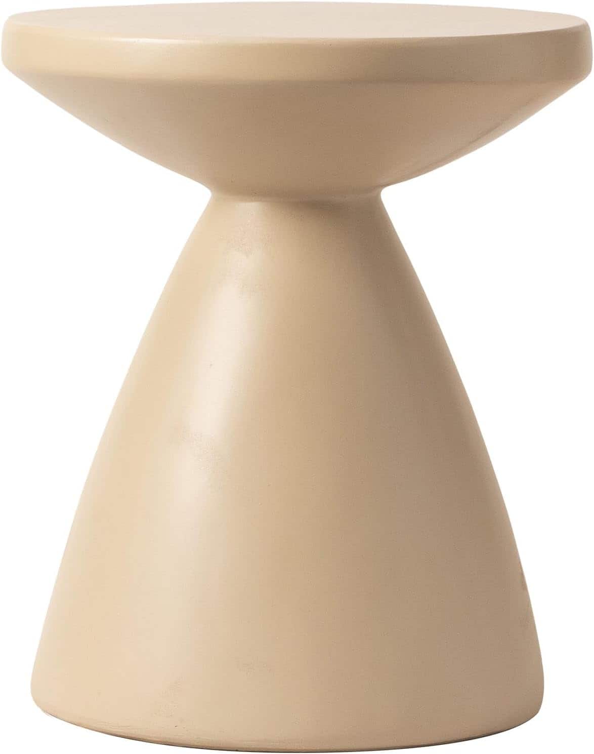 Front. LeisureMod - Dune 17" Round Fiberstone Side Table - Modern Indoor/Outdoor Weather Resistant Accent Table, No Assembly - Beige.