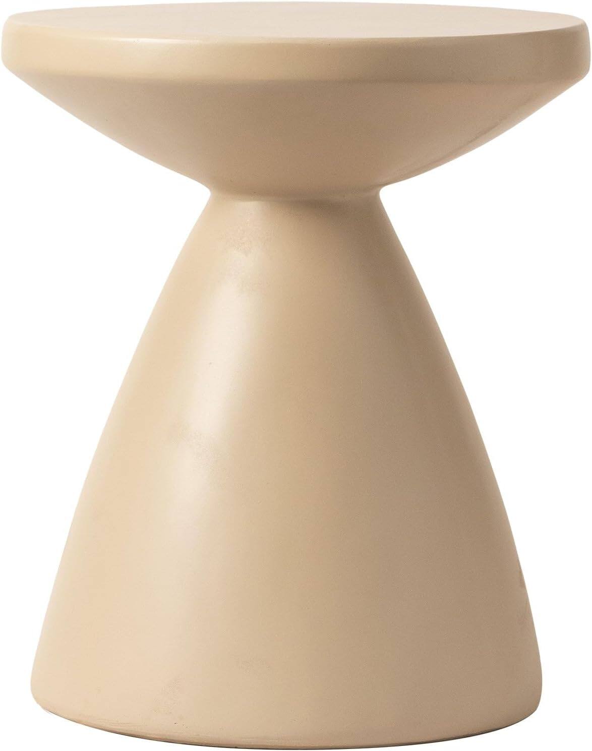 Front. LeisureMod - Dune 17" Round Fiberstone Side Table - Modern Indoor/Outdoor Weather Resistant Accent Table, No Assembly - Beige.