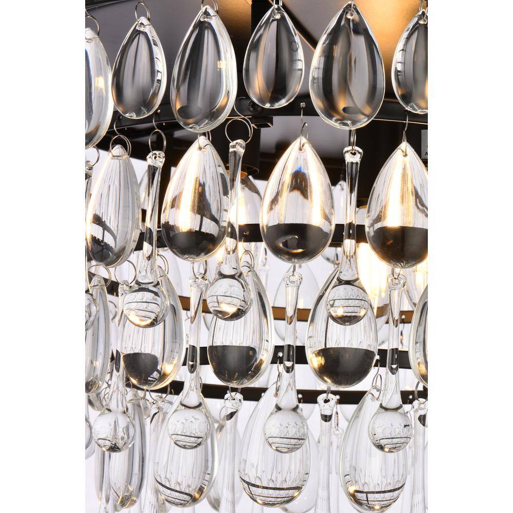 Alt View 2. Elegant Lighting - Nordic 3 lights black flush mount - Black And Clear.