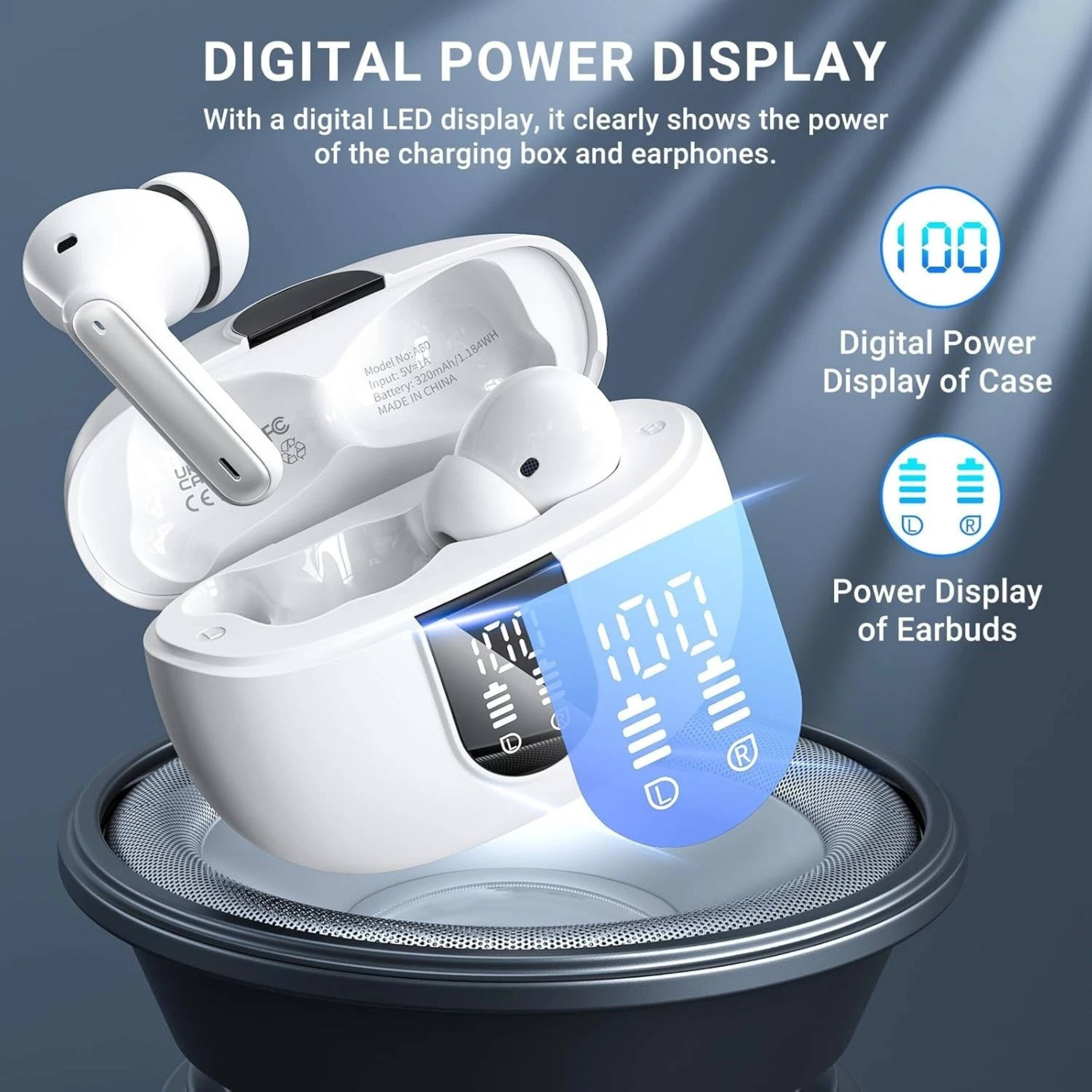 DIGITAL POWER DISPLAY

With a digital LED display, it clearly shows the power of the charging box and earphones.

100

Digital Power Display of Case

100

Power Display of Earbuds

Model: No.155
Input: 5V/1A
Battery: 320mAh/1.18Wh
MADE IN CHINA